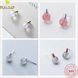 Moonstone Strawberry Crystal Stud Earrings 925 Sterling Silver Tiny Earings