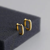 925 Silver Small Square Rectangle Hoop Earrings for Women