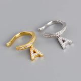 925 Silver A Letter Ear Cuff Clip On No Piercing Hoop Earring