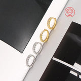 Sterling Silver 925 Small Huggie Circle Hoop Earrings with Crystals for Women