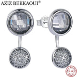 925 Silver Elegance Earrings Clear CZ Crystals Women Wedding Jewelry
