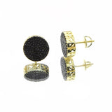 Hip Hop 14MM Round Cz 925 Silver Earrings For Men Women Two Tone Jewelry