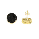 Hip Hop 14MM Round Cz 925 Silver Earrings For Men Women Two Tone Jewelry
