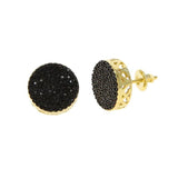 Hip Hop 14MM Round Cz 925 Silver Earrings For Men Women Two Tone Jewelry
