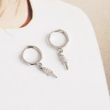 925 Silver Bird Parrot Zirconia Pendant Hoop Earrings