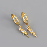 925 Silver Bird Parrot Zirconia Pendant Hoop Earrings