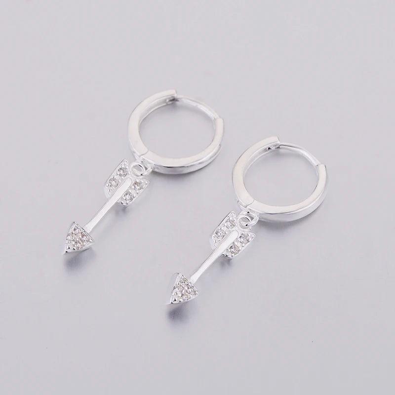 925 Silver Cupid Arrow Zircon Piercing Hoop Earring