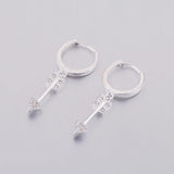 925 Silver Cupid Arrow Zircon Piercing Hoop Earring
