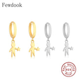 925 Silver Small Boy With Star Hoop Earring For Women