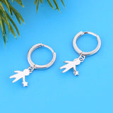 925 Silver Small Boy With Star Hoop Earring For Women
