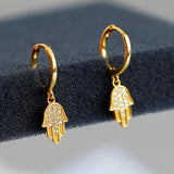 925 Silver Hand of Fatima Earrings with Zircon