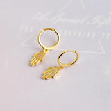 925 Silver Hand of Fatima Earrings with Zircon