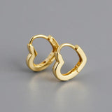 925 Silver Heart Huggie Hoop Earring Women Brinco Pendientes