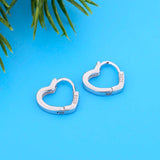 925 Silver Heart Huggie Hoop Earring Women Brinco Pendientes