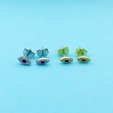 925 Silver Evil Eye Zirconia Stud Earring - Kid Baby Women