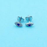 925 Silver Evil Eye Zirconia Stud Earring - Kid Baby Women