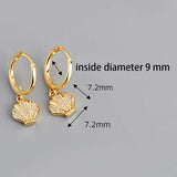 925 Silver Sea Shell Zircon Pendant Hoop Earrings