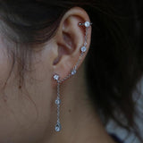 925 Silver Tassel Cuff Clip Earrings for Women Girl