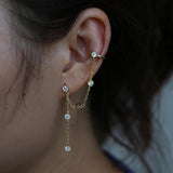 925 Silver Tassel Cuff Clip Earrings for Women Girl