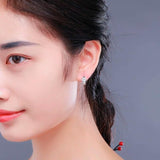 925 Silver Flower CZ Circle Huggie Hoop Earrings For Girls
