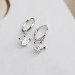 925 Silver Circle Rings Crown Pendant Earrings
