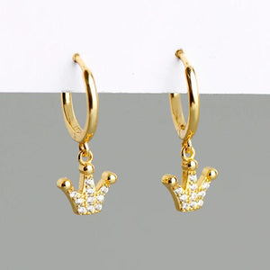 925 Silver Circle Rings Crown Pendant Earrings