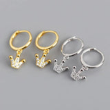 925 Silver Circle Rings Crown Pendant Earrings