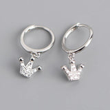 925 Silver Circle Rings Crown Pendant Earrings