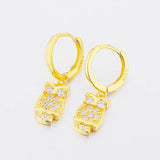 925 Silver Owl Cubic Zirconia Hoop Earring for Women