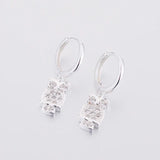 925 Silver Owl Cubic Zirconia Hoop Earring for Women