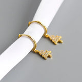 925 Silver Pine Christmas Tree Zircon Pendant Hoop Earring