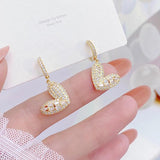 Delicate Heart Earring for Femme Zircon Drop Earrings Fine Jewelry