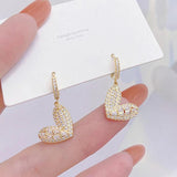 Delicate Heart Earring for Femme Zircon Drop Earrings Fine Jewelry