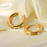 Vintage Stainless Steel Hoop Earrings Geometric Circle Jewelry