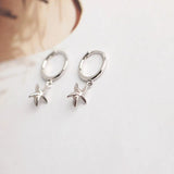 925 Silver Starfish Zirconia Pendant Hoop Earrings for Women