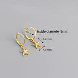 925 Silver Starfish Zirconia Pendant Hoop Earrings for Women