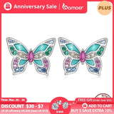 925 Silver Zircon Butterfly Stud Earrings Women Birthday Party Jewelry BSE807