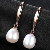 925 Silver Rose Drop Earrings Women Freshwater Pearl Wedding Jewelry