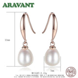 925 Silver Rose Drop Earrings Women Freshwater Pearl Wedding Jewelry