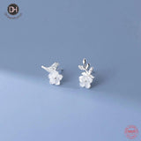 925 Silver Shell Flower Bird Earrings Rhinestone Women Jewelry