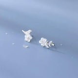 925 Silver Shell Flower Bird Earrings Rhinestone Women Jewelry