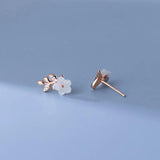 925 Silver Shell Flower Bird Earrings Rhinestone Women Jewelry