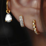 925 Silver Double Row Zircon Ear Ring Wild Female Jewelry
