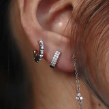 925 Silver Double Row Zircon Ear Ring Wild Female Jewelry