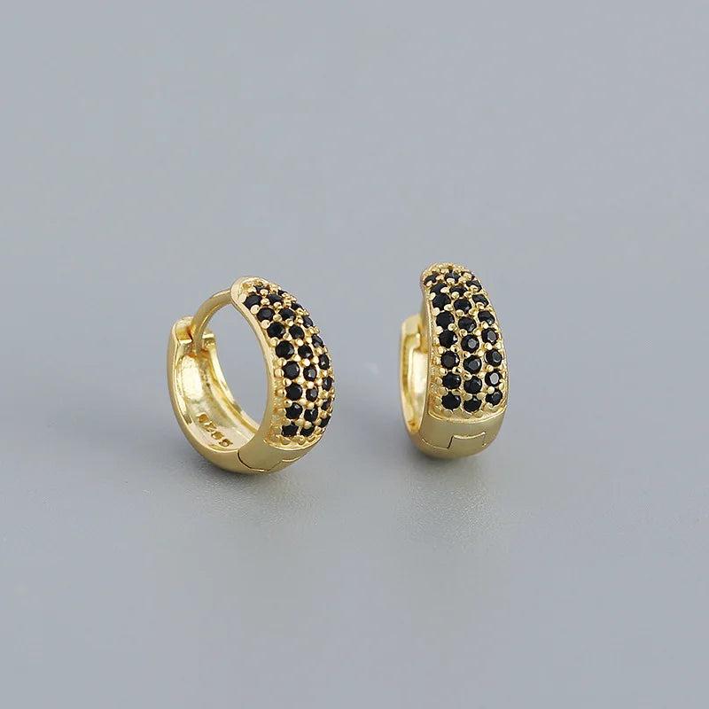 925 Silver Pave Zircon Huggie Hoop Earrings for Party Goth Jewelry