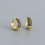 925 Silver Pave Zircon Huggie Hoop Earrings for Party Goth Jewelry