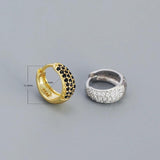 925 Silver Pave Zircon Huggie Hoop Earrings for Party Goth Jewelry