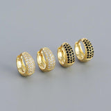 925 Silver Pave Zircon Huggie Hoop Earrings for Party Goth Jewelry