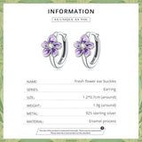 925 Silver Purple Flower Zircon Earrings Women Jewelry Gift