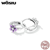 925 Silver Purple Flower Zircon Earrings Women Jewelry Gift
